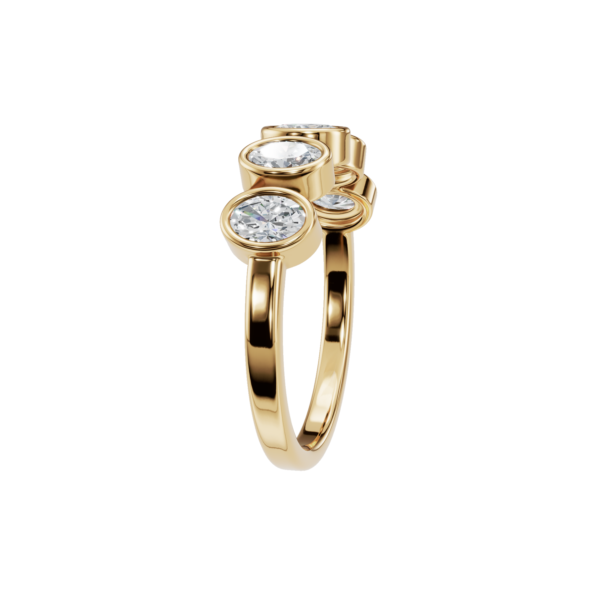 Bezel Set Oval Lab Created Diamond Wedding Band