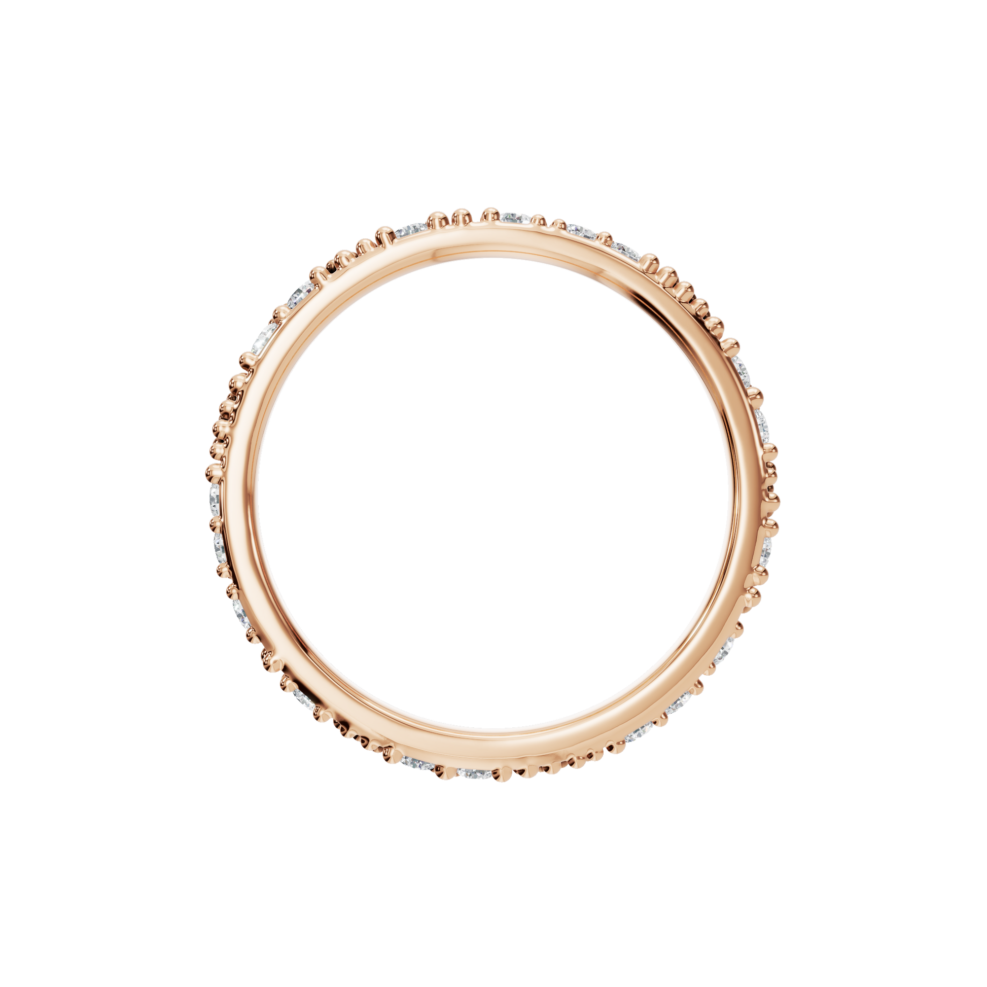 Round Diamond Beaded Band Ring in 14K Yellow Gold