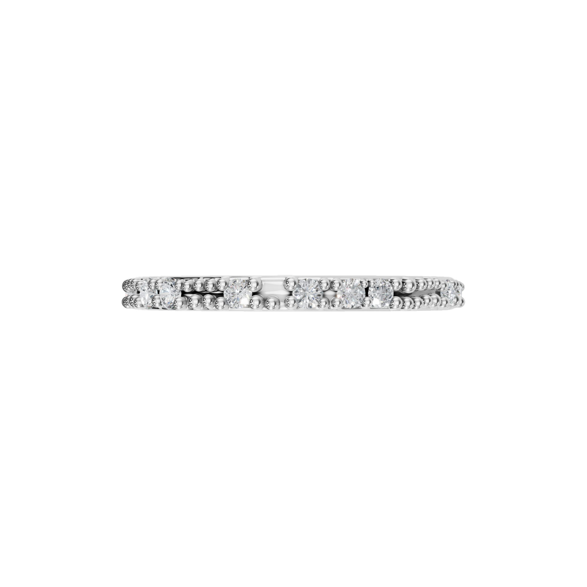 Round Diamond Beaded Band Ring in 14K Yellow Gold
