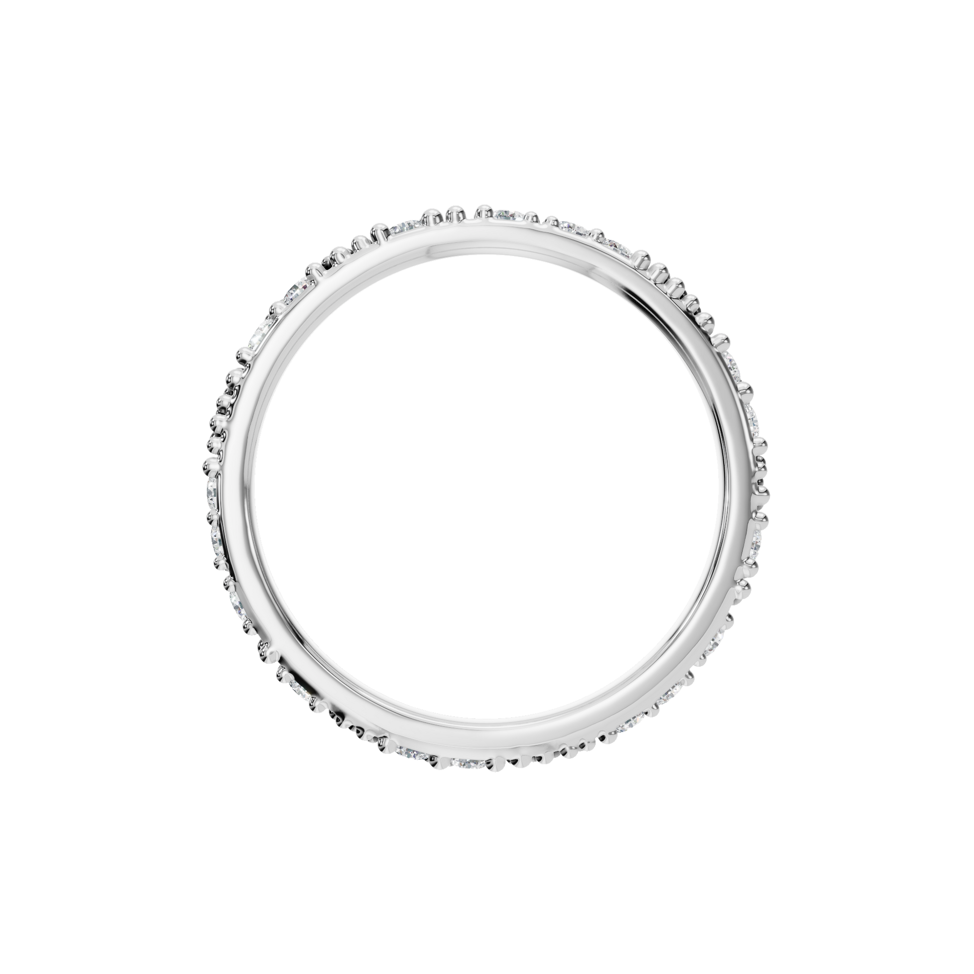 Round Diamond Beaded Band Ring in 14K Yellow Gold