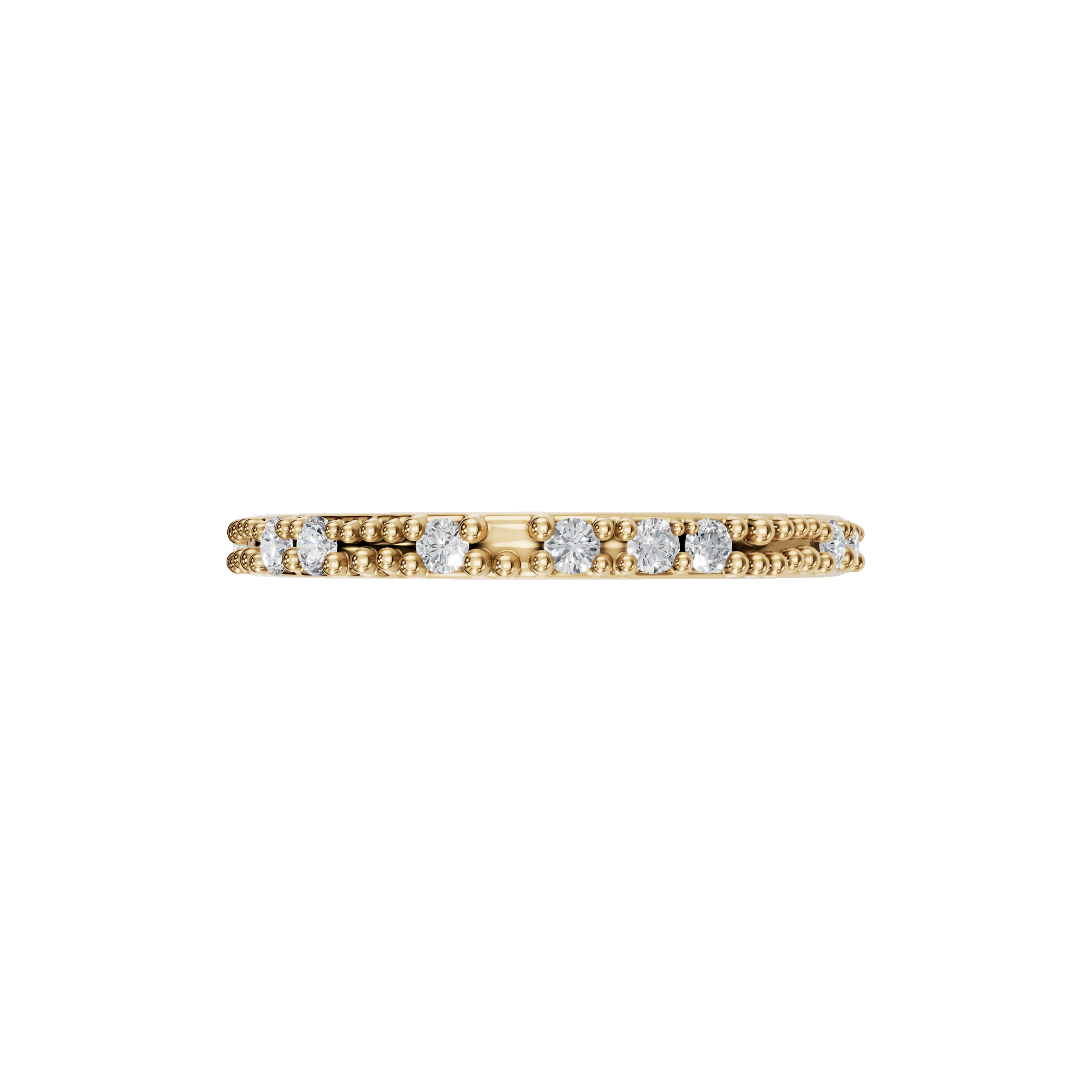 0.25Ct Round Diamond Beaded Band Ring in Gold | Elegant Minimal Diamond Ring
