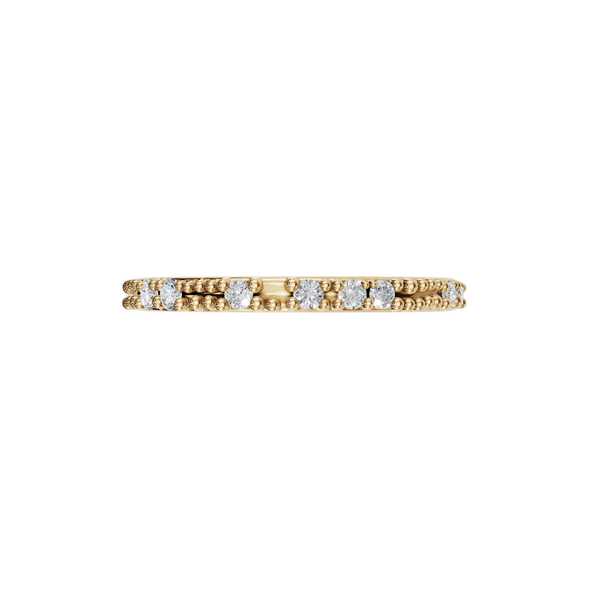 Round Diamond Beaded Band Ring in 14K Yellow Gold
