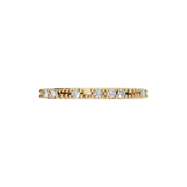 Round Diamond Beaded Band Ring in 14K Yellow Gold