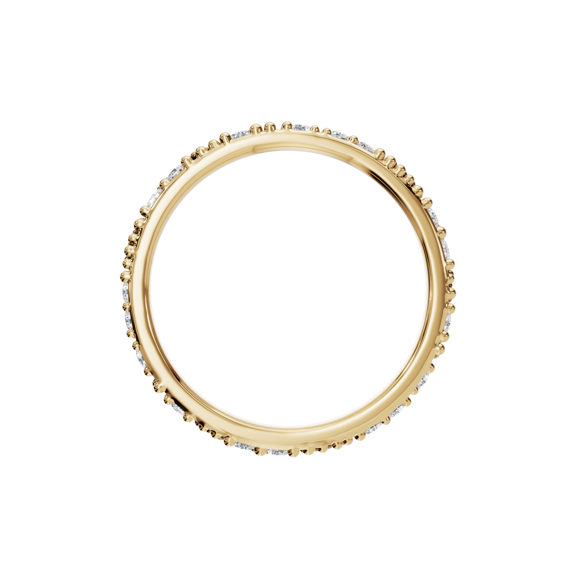 Round Diamond Beaded Band Ring in 14K Yellow Gold