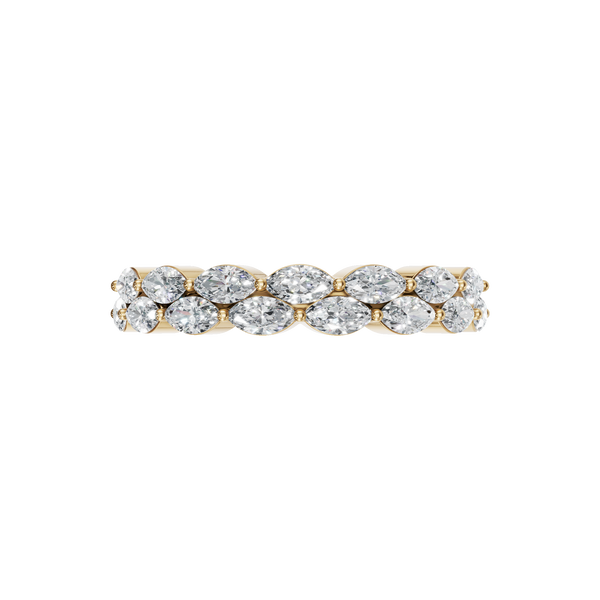 Marquise Lab Diamond Wedding Band Ring in 14K Yellow Gold