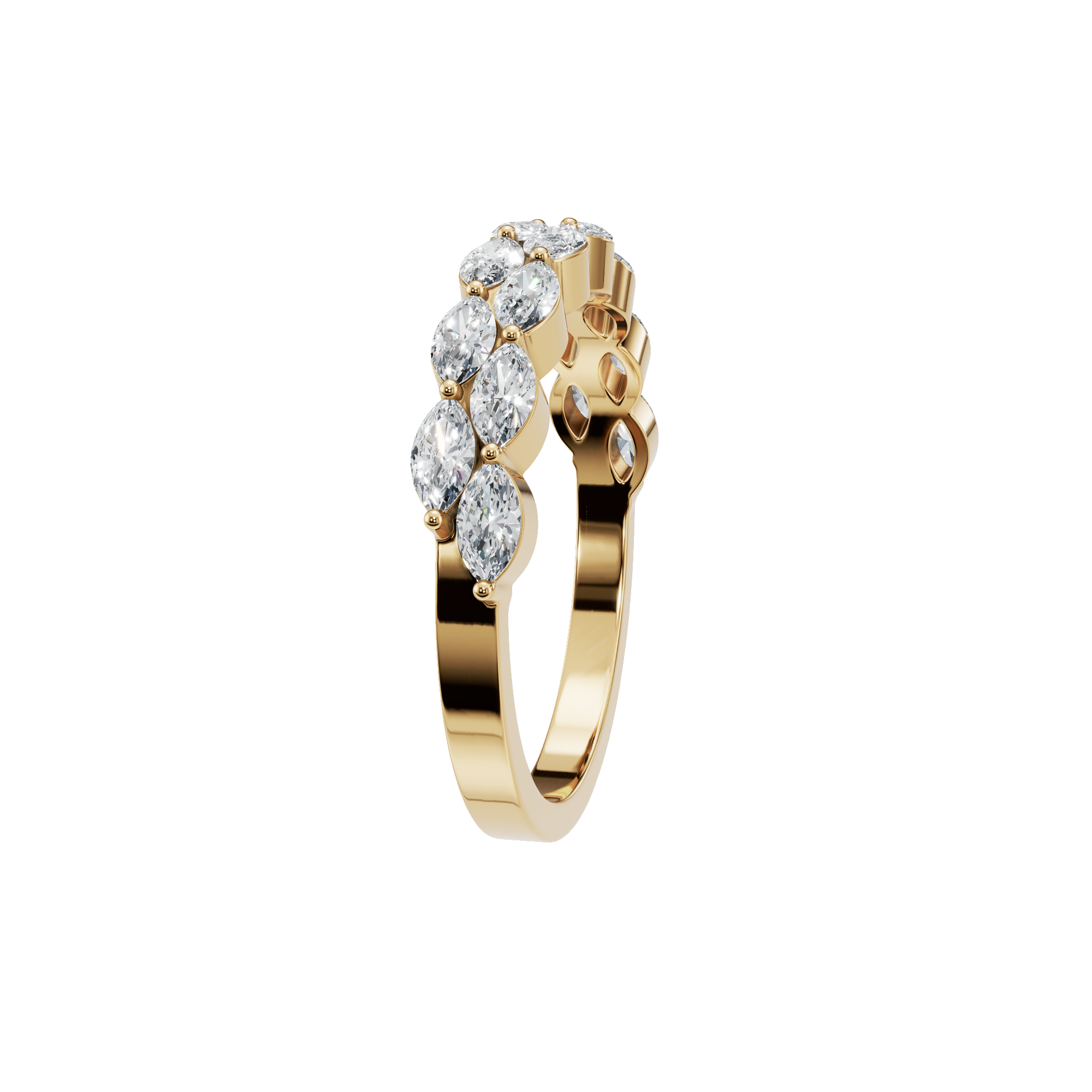 0.75 Ct Marquise Lab Diamond Wedding Band Ring in 14K Yellow Gold