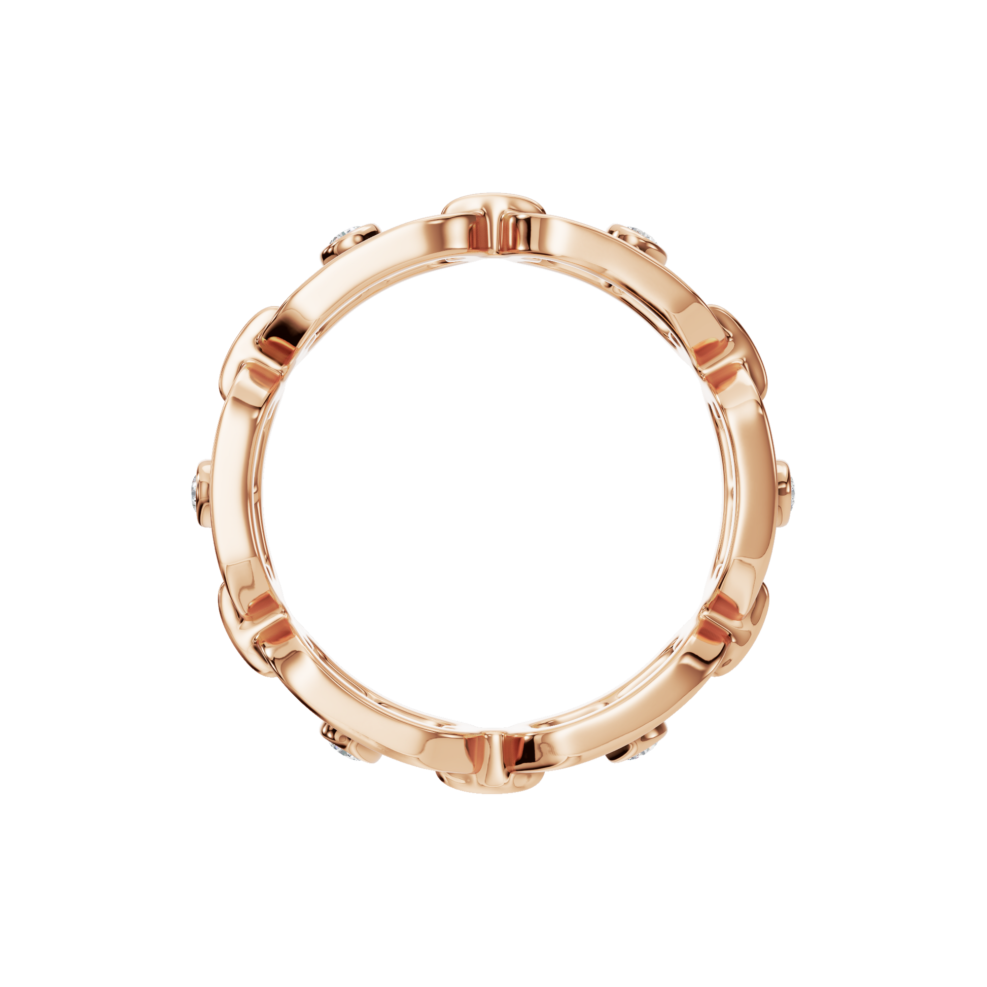 Chunky Gold Lab Grown Diamond Ring Bold Chain Link Design