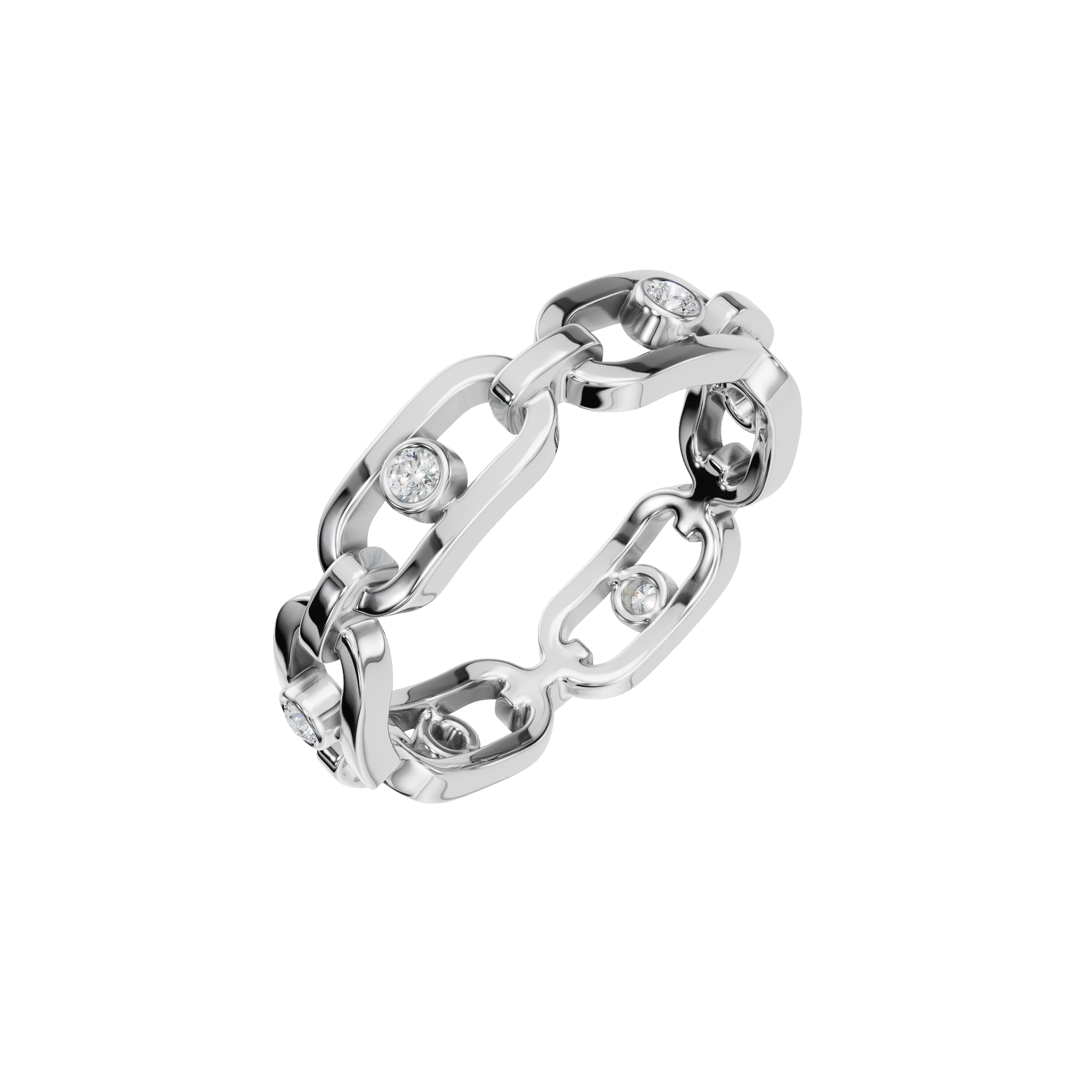 Chunky Gold Lab Grown Diamond Ring Bold Chain Link Design