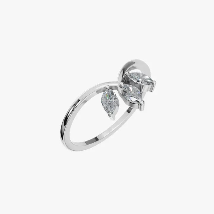 Three Marquise Lab Diamond Ring in 14K Yellow Gold