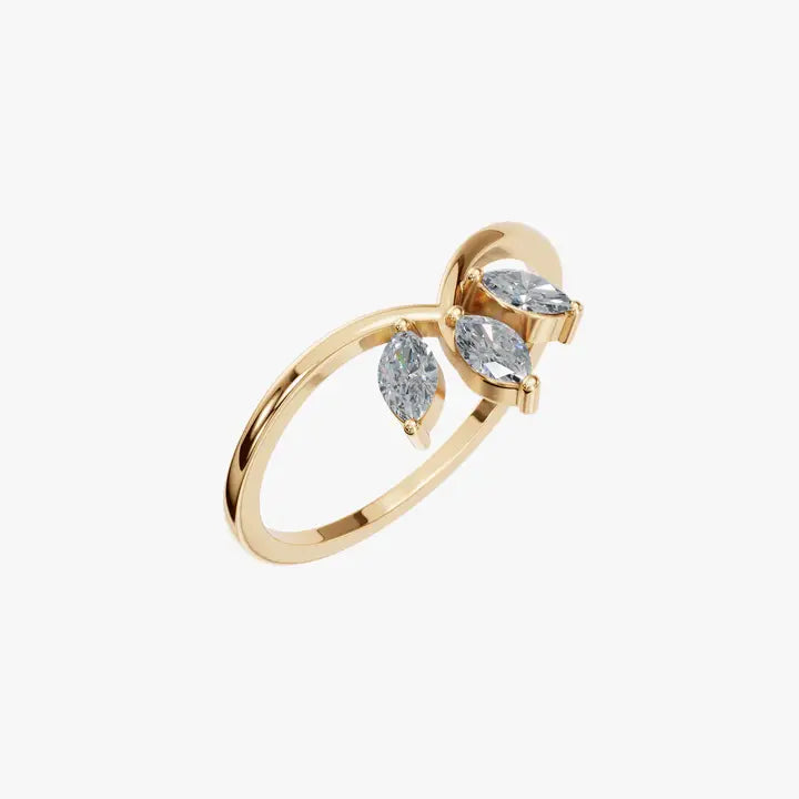 Marquise Lab Grown Diamond Open Ring in 14K Gold | 0.075 CTW Minimalist Diamond Ring