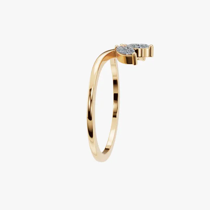Three Marquise Lab Diamond Ring in 14K Yellow Gold