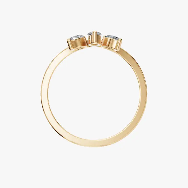 Three Marquise Lab Diamond Ring in 14K Yellow Gold