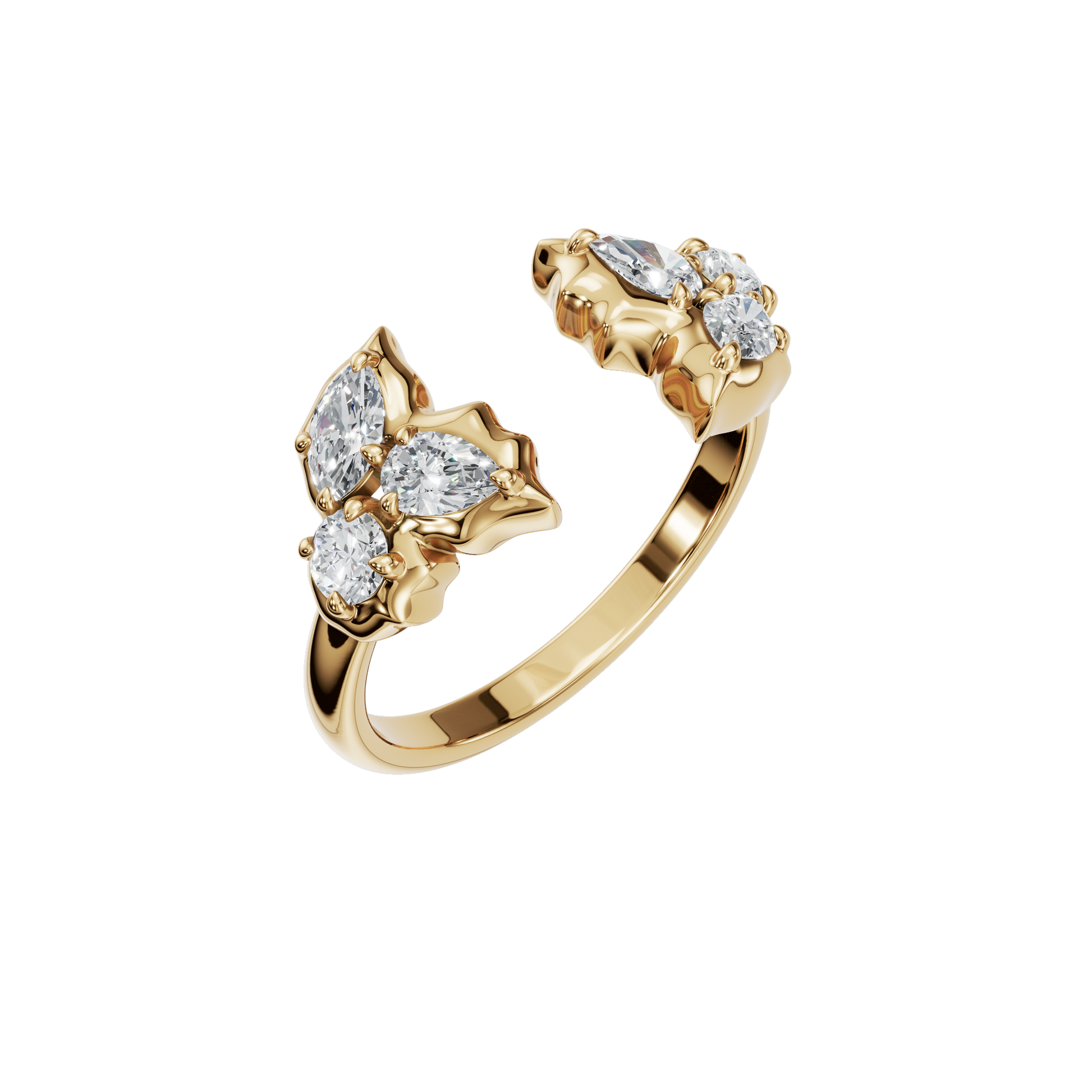 0.76 CTW Diamond Ring – Sculptural Cluster Design in Gold | AYA Fine Jewelry