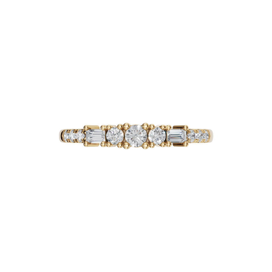 Minimalist Mixed Cut Diamond Bezel Set Band Ring In Solid Gold