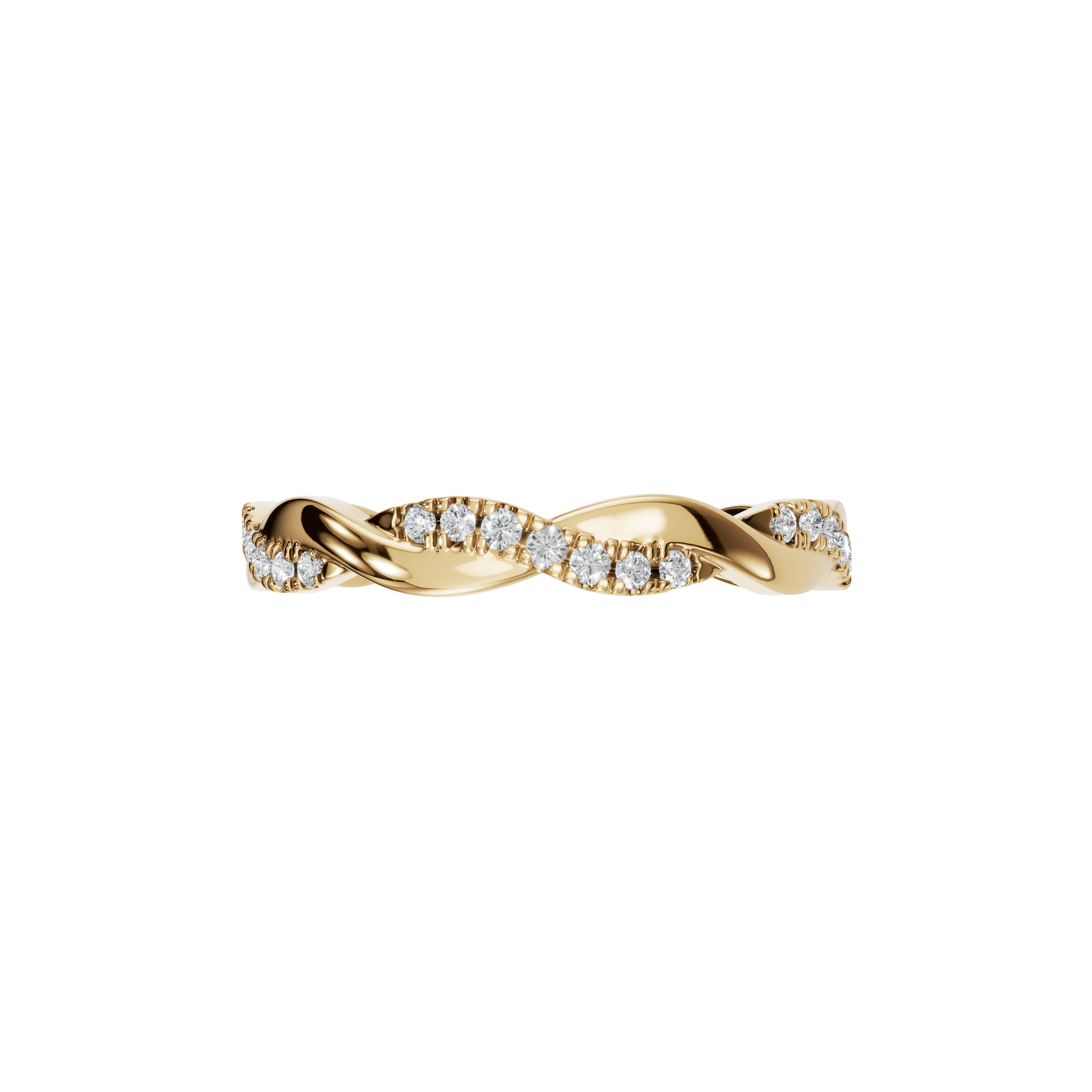 0.27Ct Round Diamond Twisted Band Ring in Gold | Elegant Minimal Diamond Ring