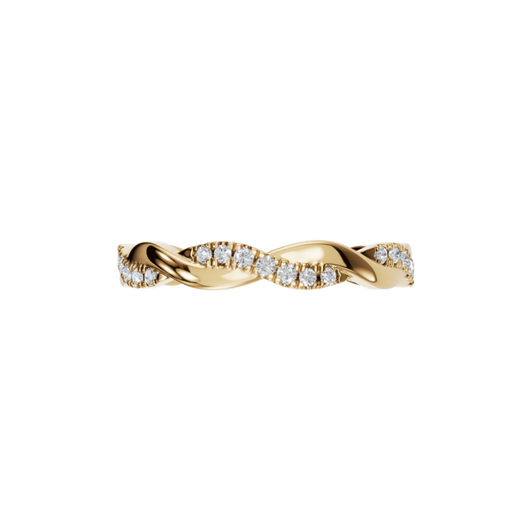 Round Lab Diamond Twisted Band Ring in 14K Yellow Gold