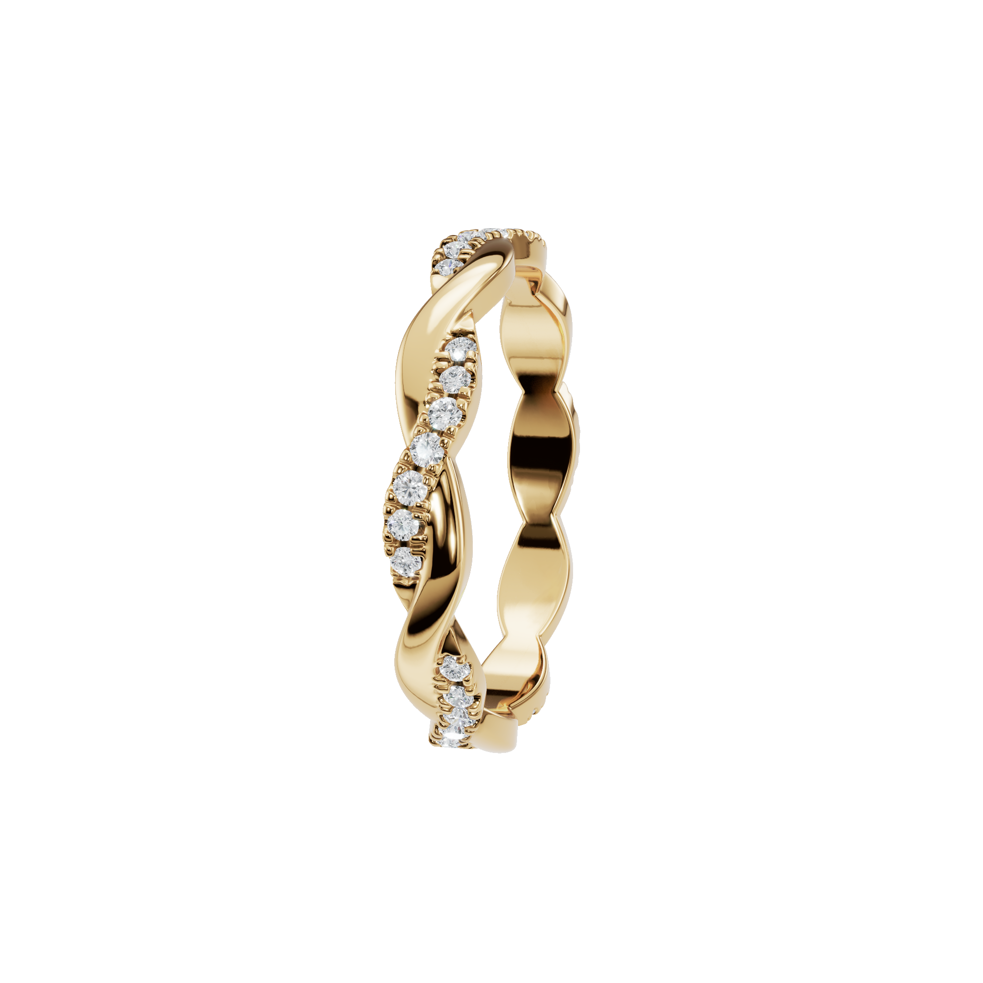 0.27Ct Round Diamond Twisted Band Ring in Gold | Elegant Minimal Diamond Ring