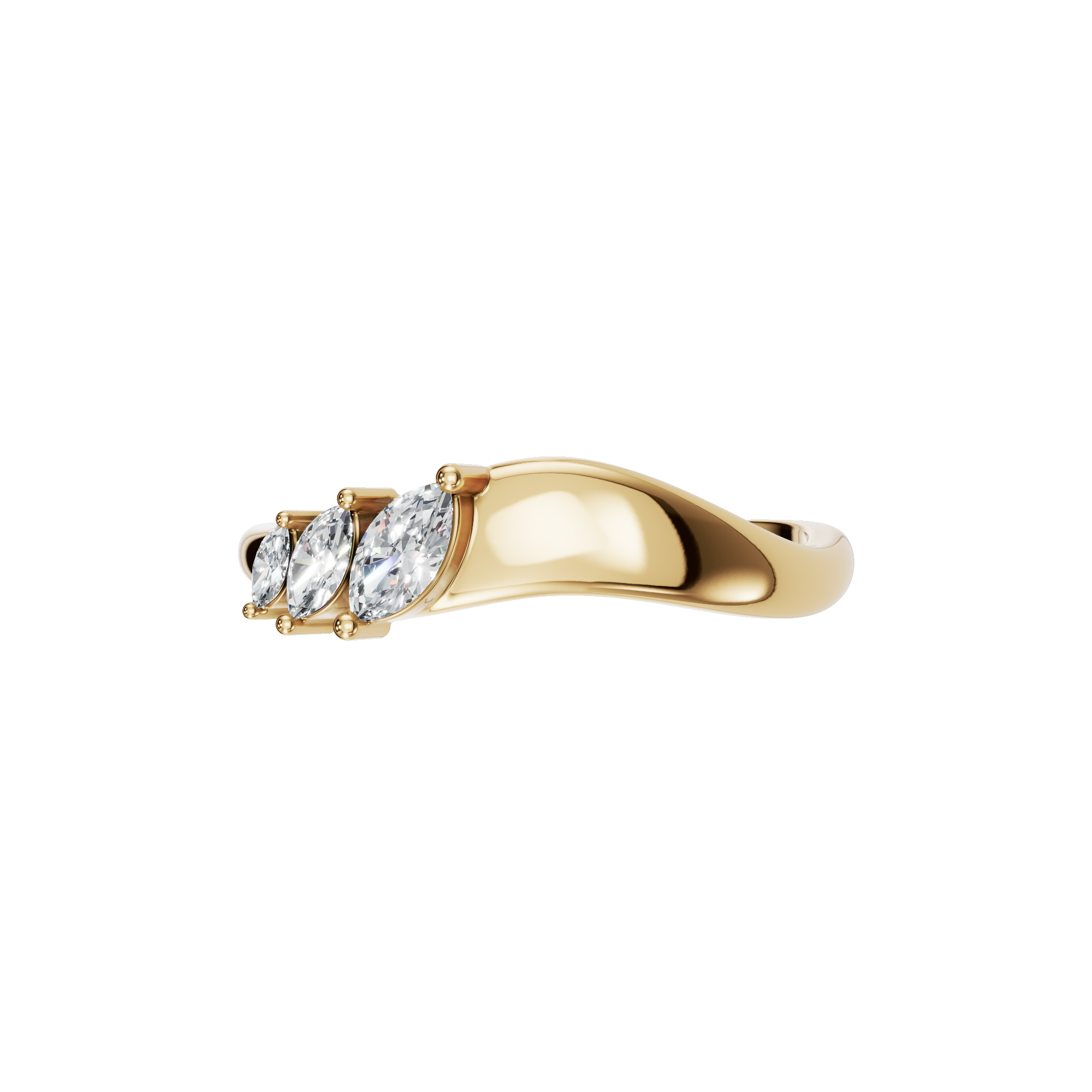 0.28Ct Marquise Diamond Tapered Ring in Gold | Elegant Minimal Diamond Statement Ring