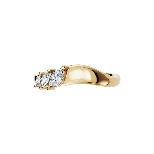 Marquise Cut Three Stone Lab Grown Diamond Ring in 14K Gold