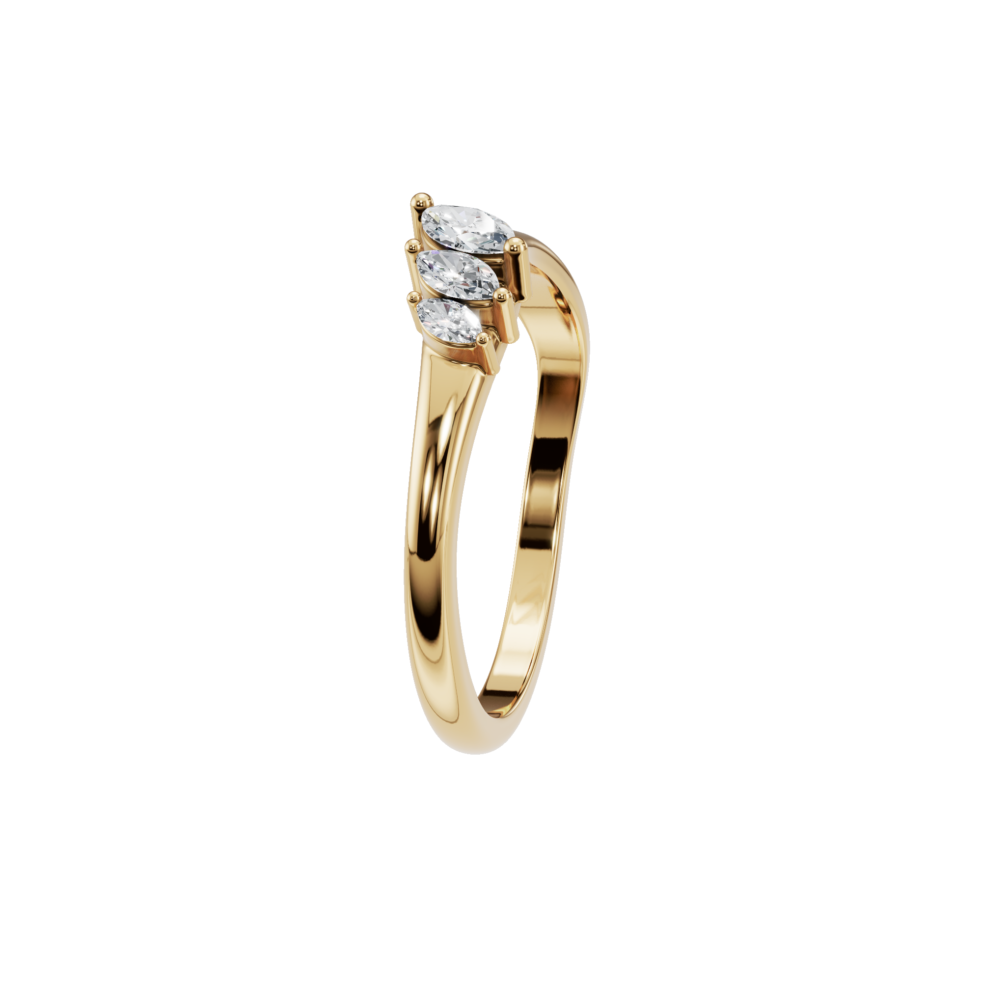 0.28Ct Marquise Diamond Tapered Ring in Gold | Elegant Minimal Diamond Statement Ring