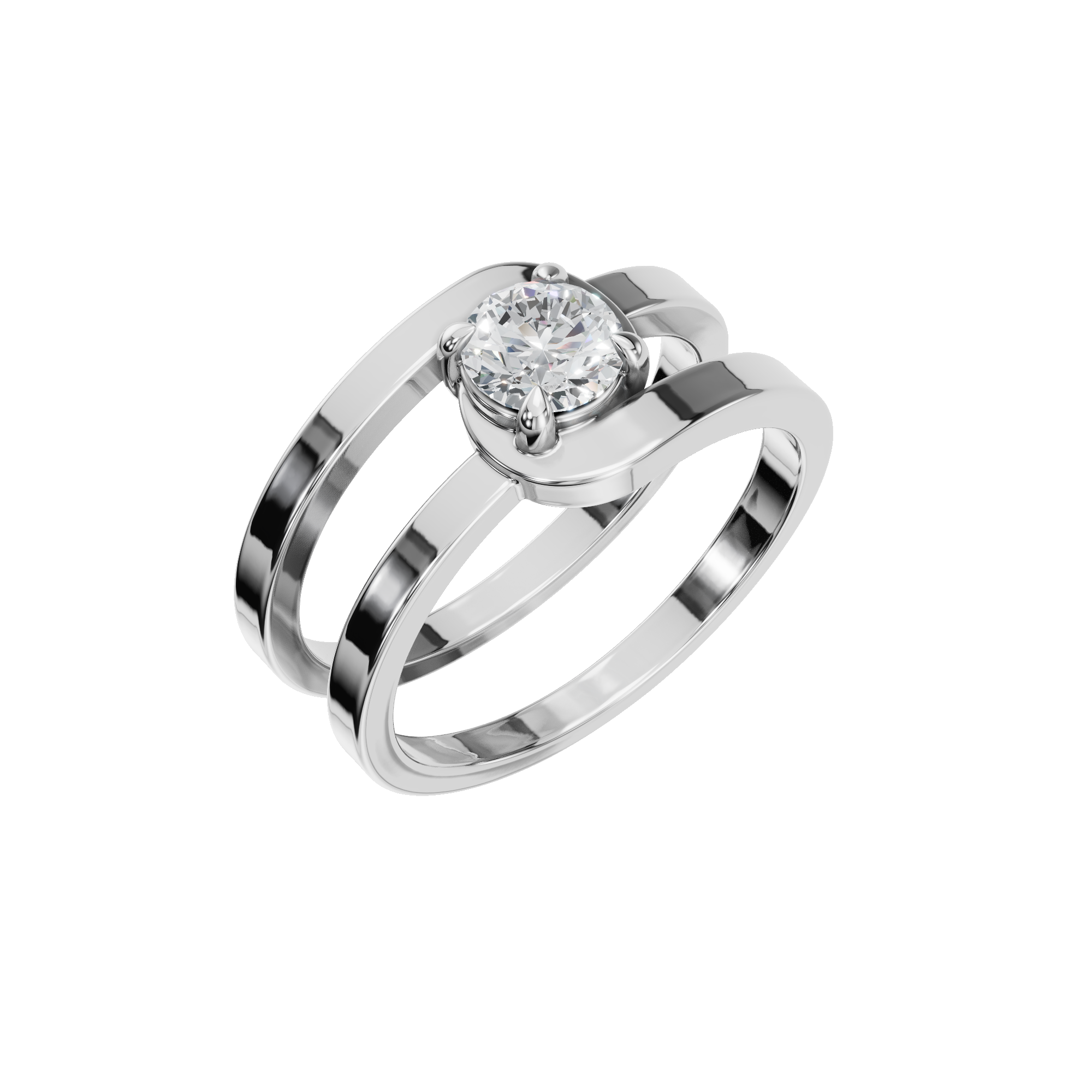 Modern Open Prong Diamond Ring