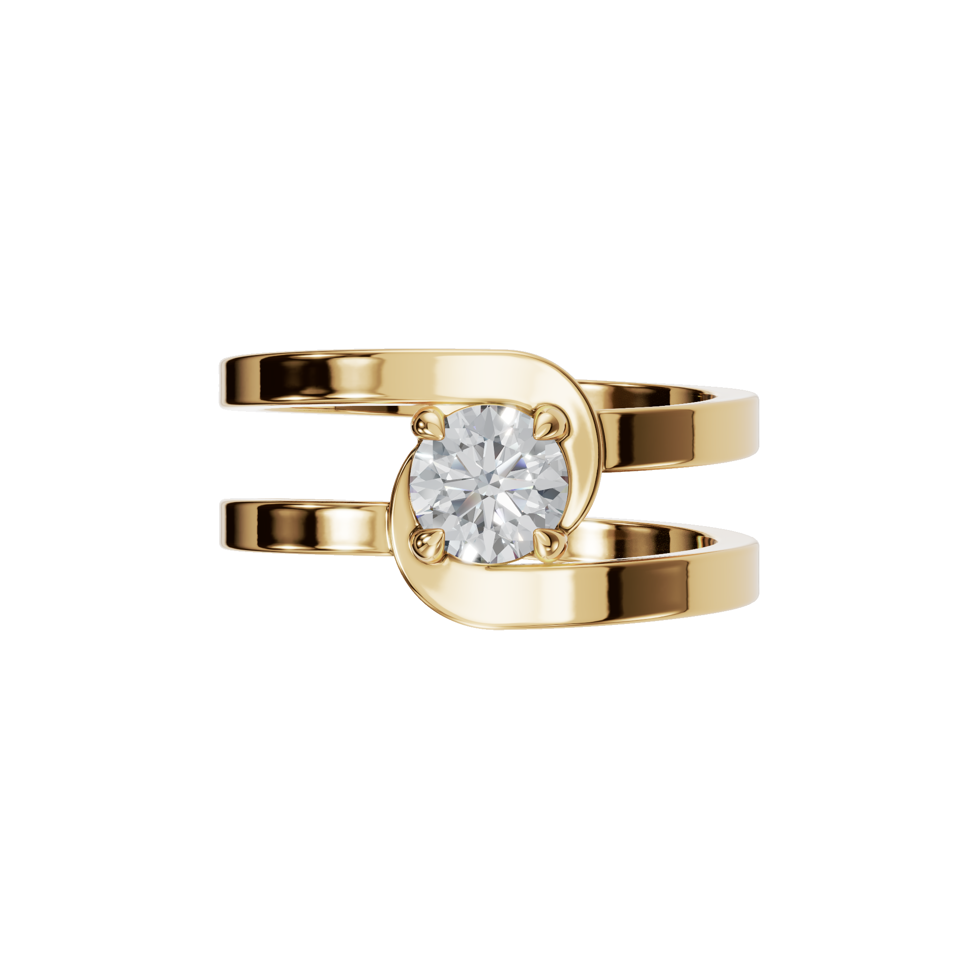 0.50Ct Diamond Split Shank Solitaire Ring in Gold | Elegant Fine Jewelry Statement Ring