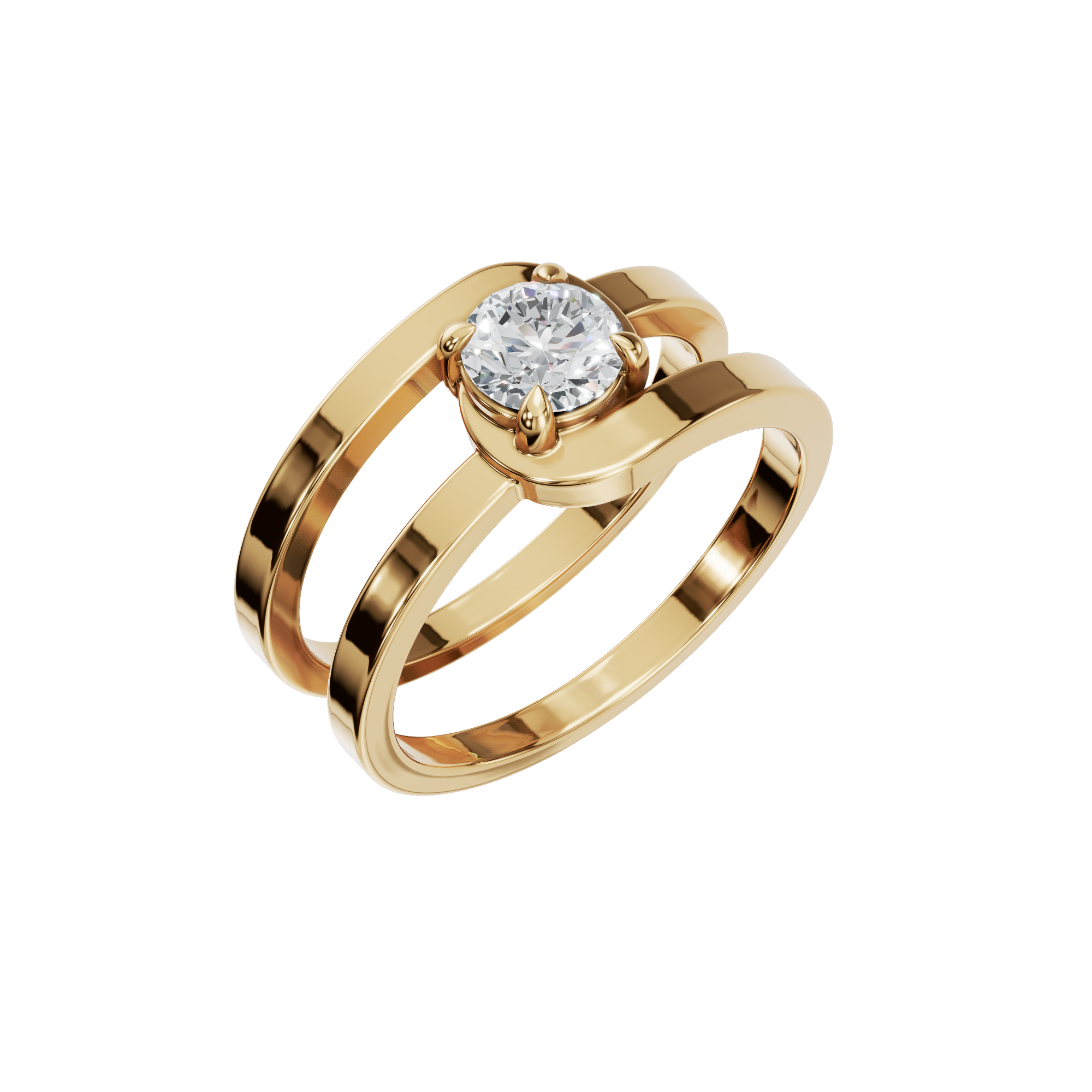 Modern Open Prong Diamond Ring