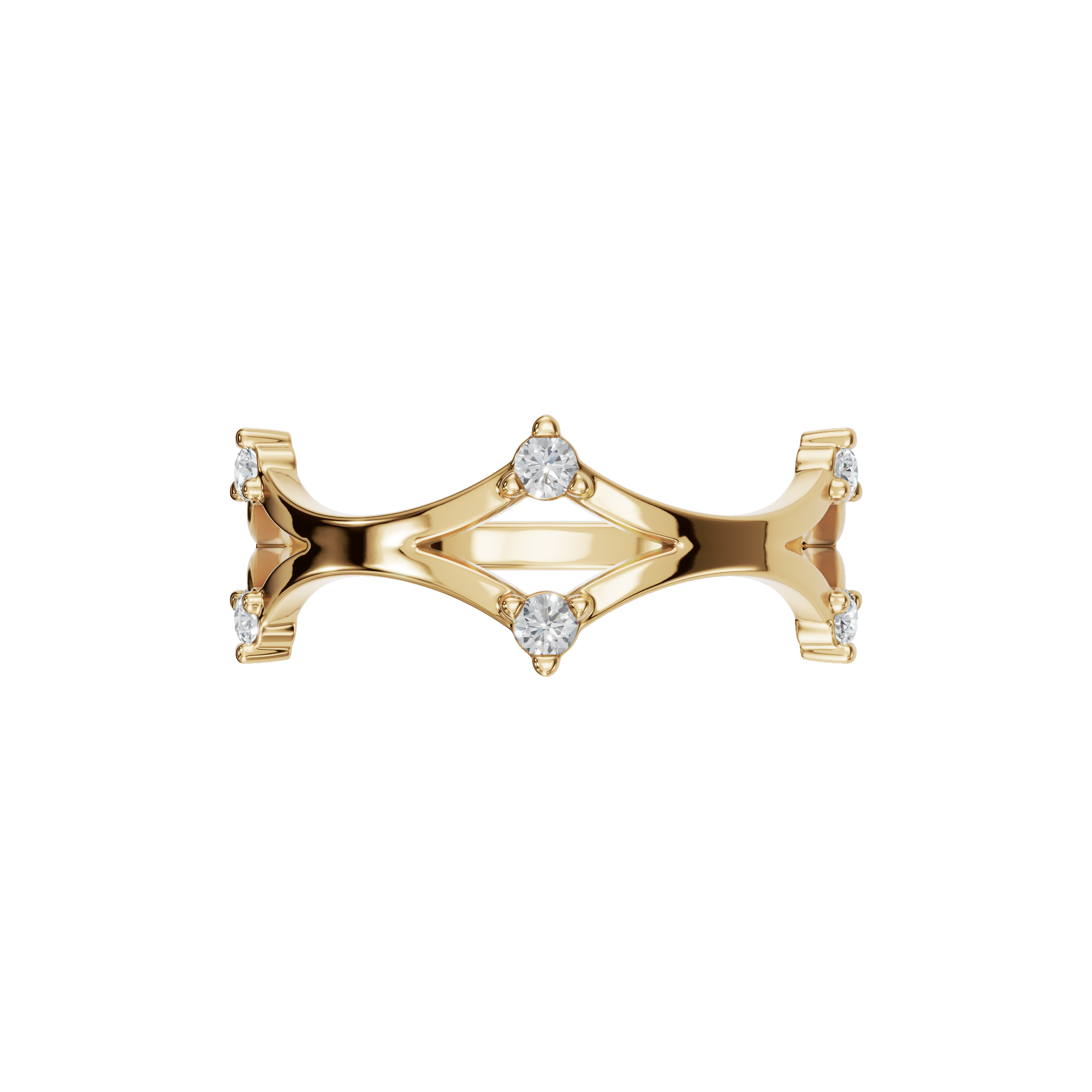 Modern Geometric Diamond Ring | Artistic Open Gold Fine Jewelry Ring