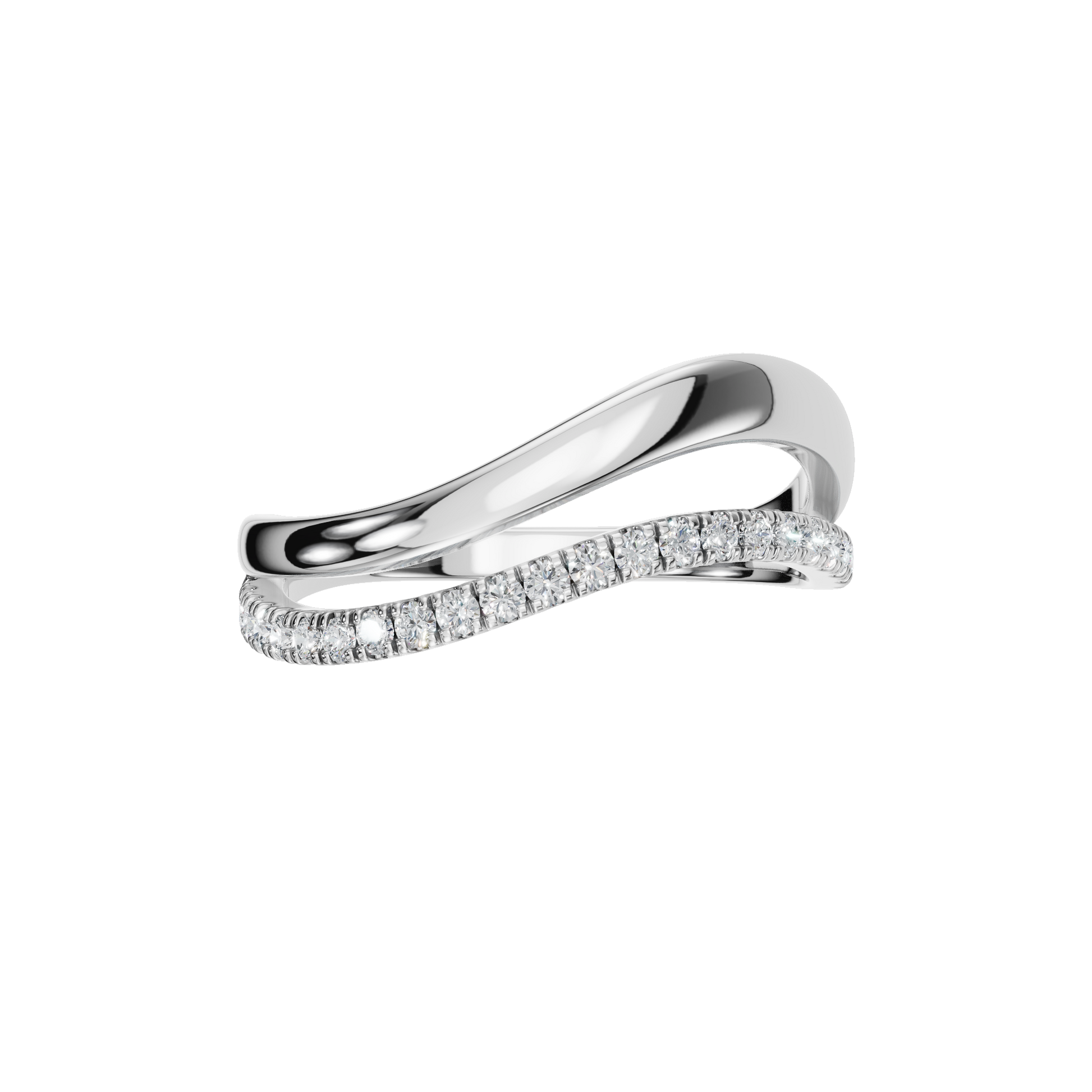 Fluid Curve Wave Style Lab Grown Diamond Ring