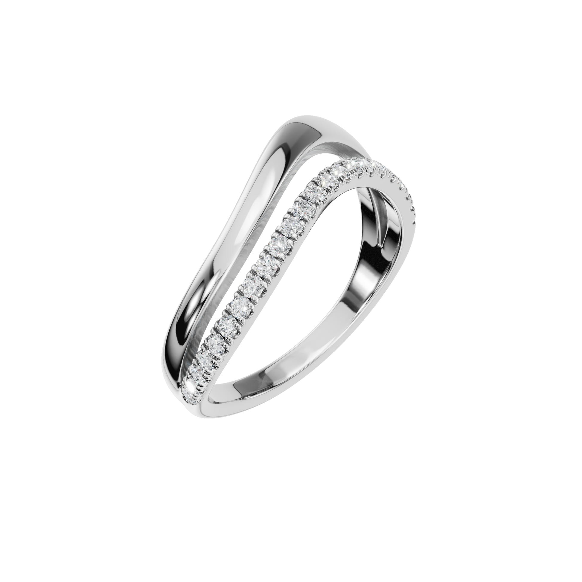Fluid Curve Wave Style Lab Grown Diamond Ring