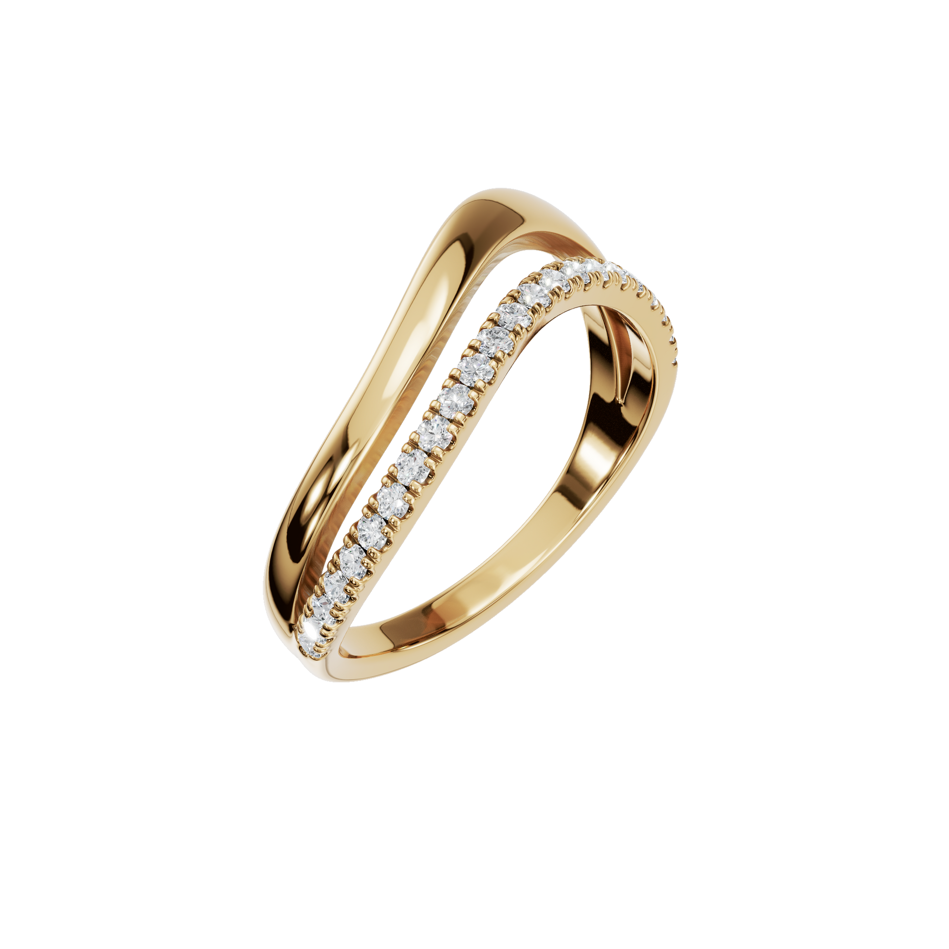 Fluid Curve Wave Style Lab Grown Diamond Ring