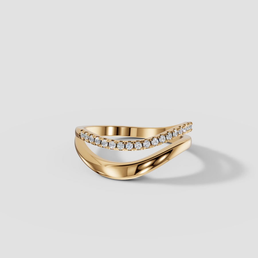 Classic Curved Pavé Diamond Eternity Ring in 14K Solid Gold