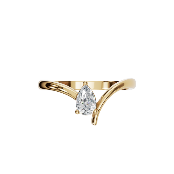 Pear Cut Diamond Solitaire Ring in 14K Yellow Gold For Gifting