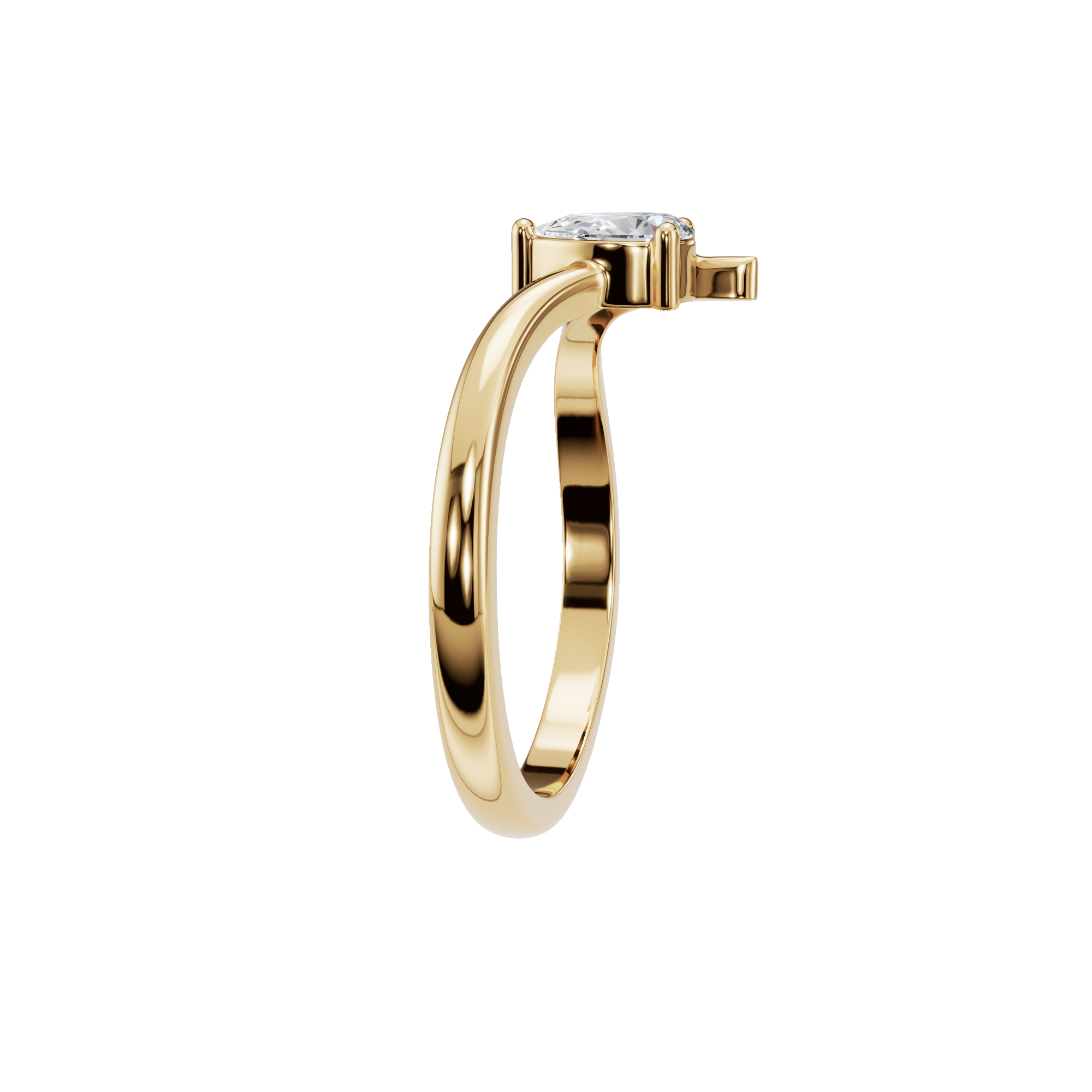 0.25Ct Pear Diamond Curved V Ring in Gold | Elegant Fine Jewelry Statement Ring