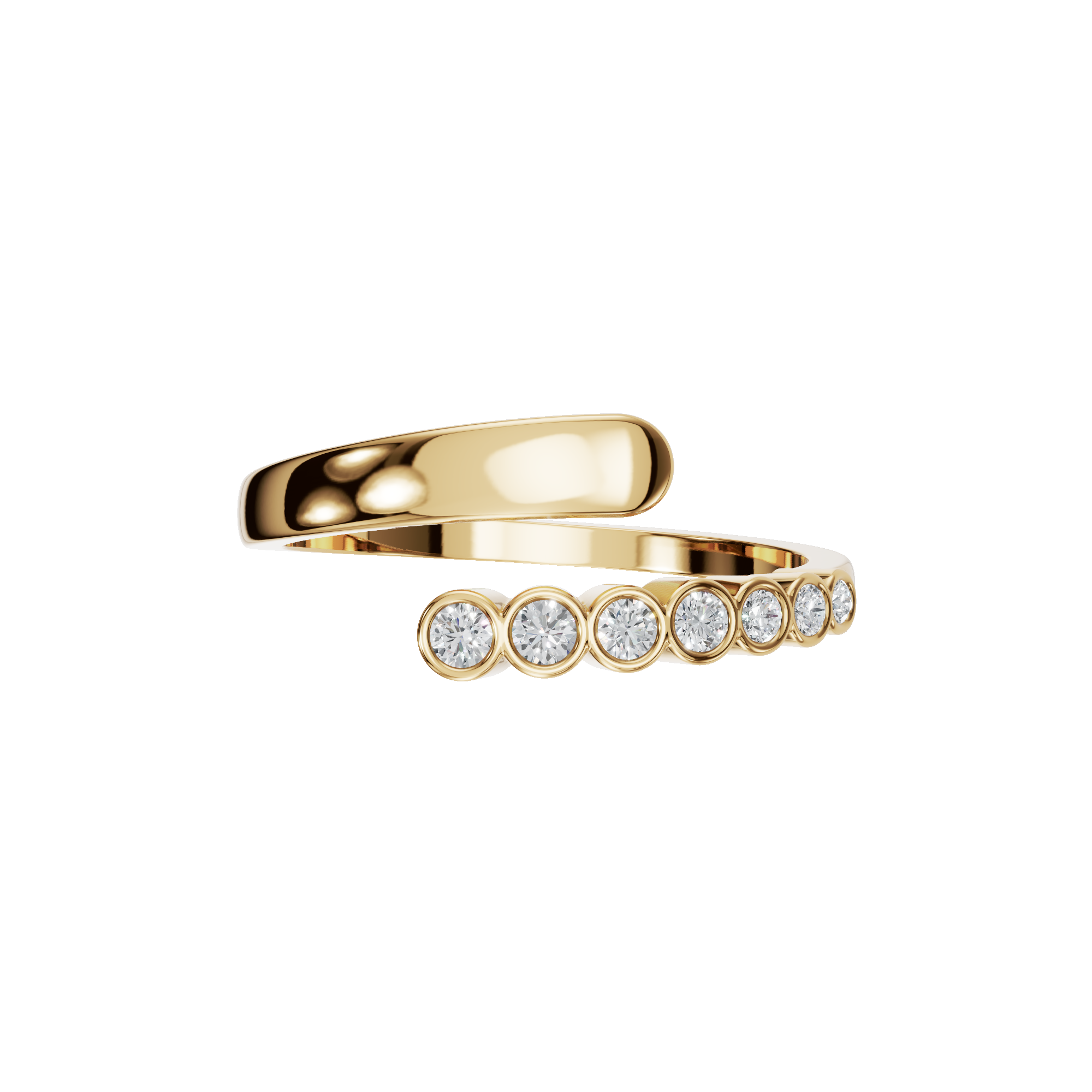 Round Diamond Open Band Ring in Gold | Modern Minimal Fine Jewelry Ring