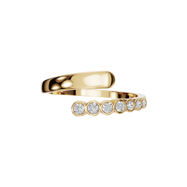 Round Brilliant Diamond Open Wrap Ring in 14K Yellow Gold