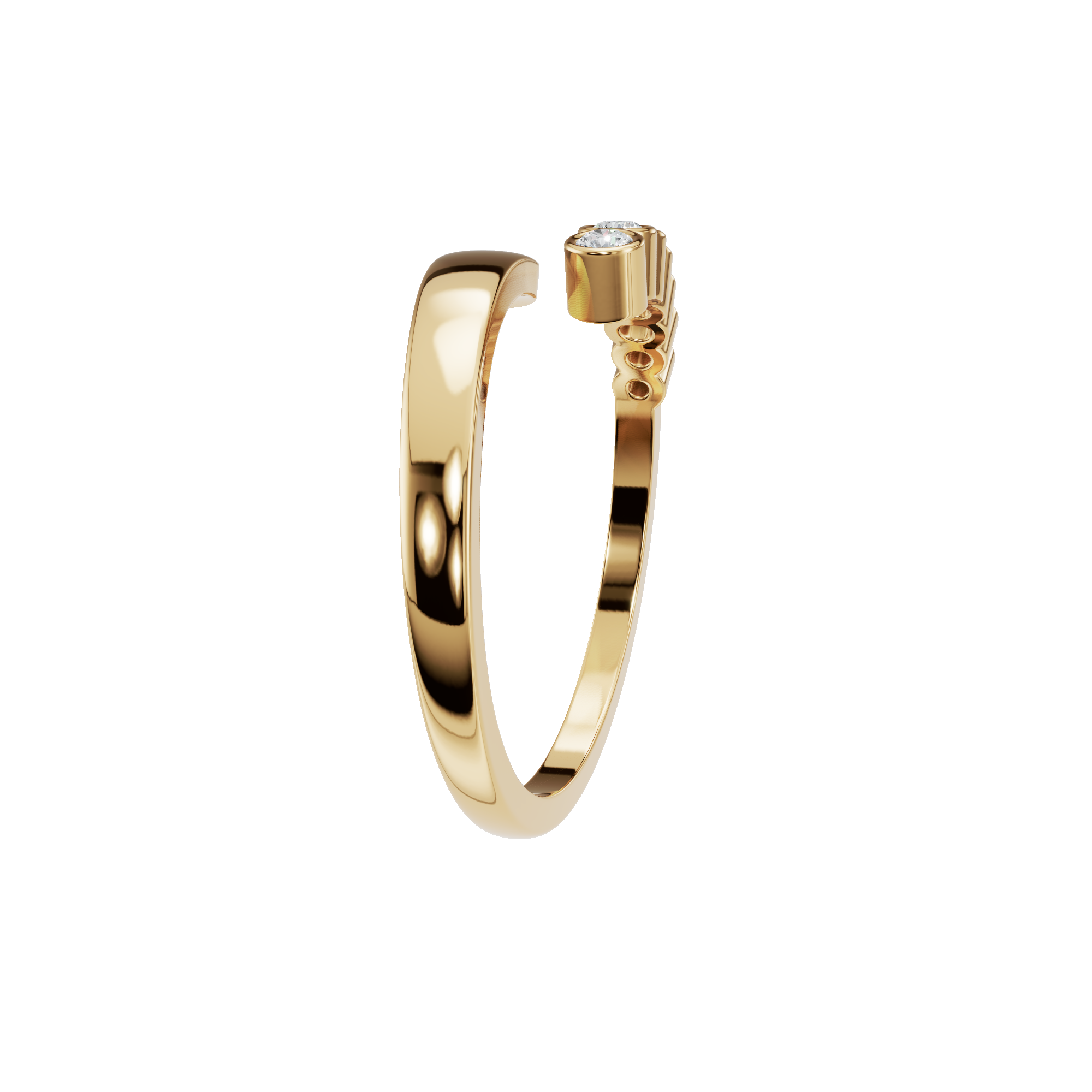 Round Diamond Open Band Ring in Gold | Modern Minimal Fine Jewelry Ring