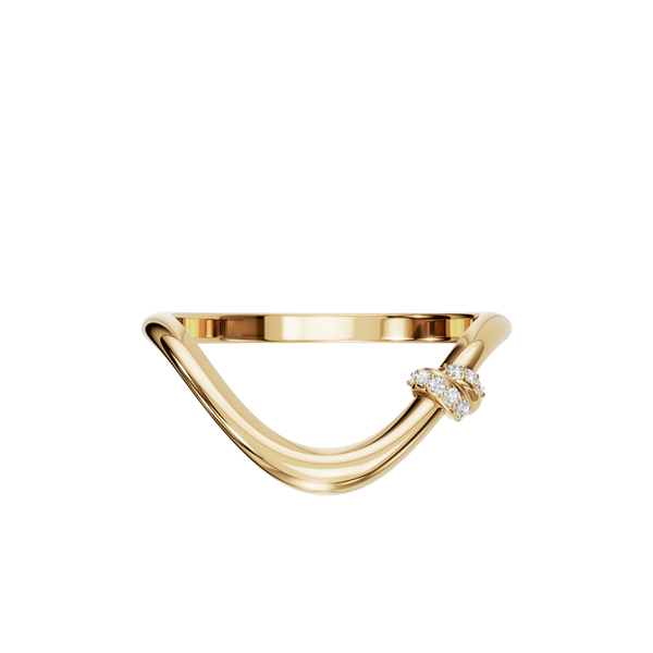 Round Lab Diamond Curved V Ring in 14K Yellow Gold