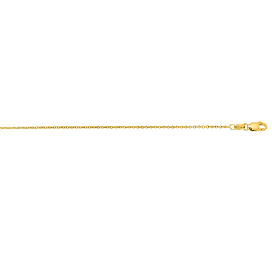 14K Yellow Gold 1.2mm Oval Cable Chain Necklace