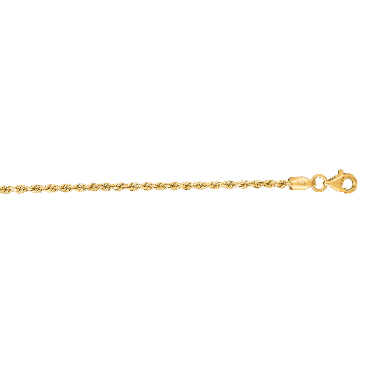 14K Yellow Gold 1.8mm Rope Chain Necklace