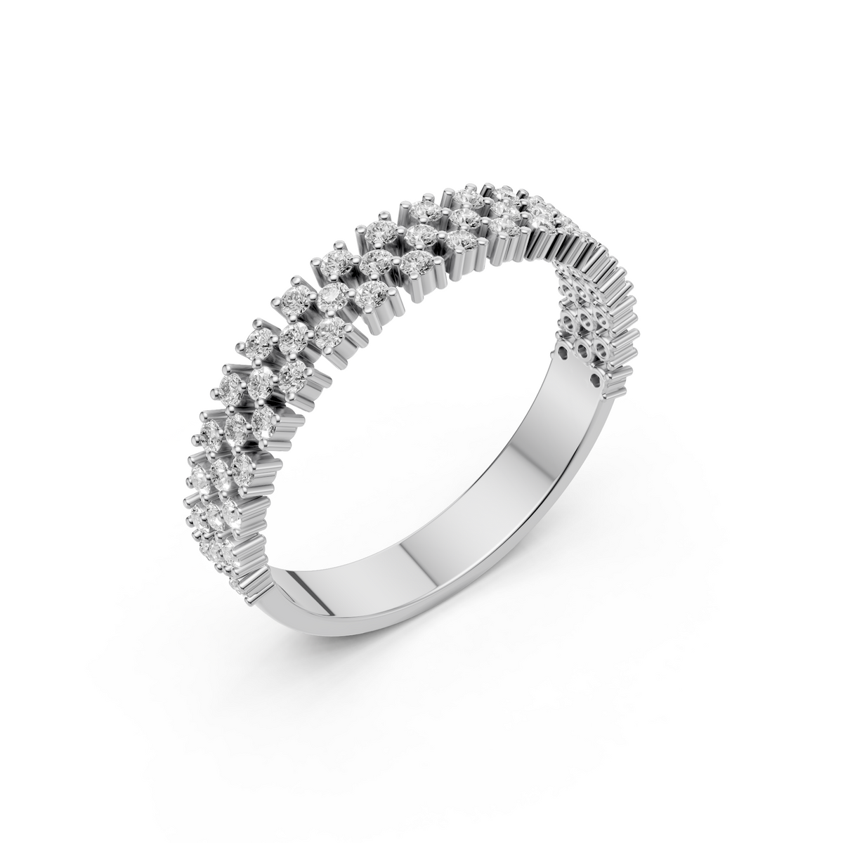 Pavé Diamond Band Two-Tone Gold Stackable Ring for Women