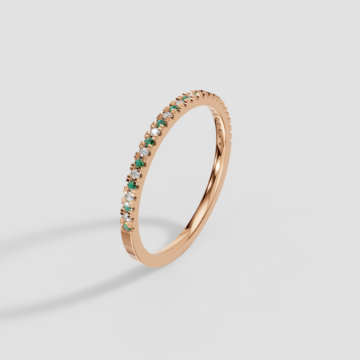 Round Diamond Pavé Half Eternity Band Ring in Gold