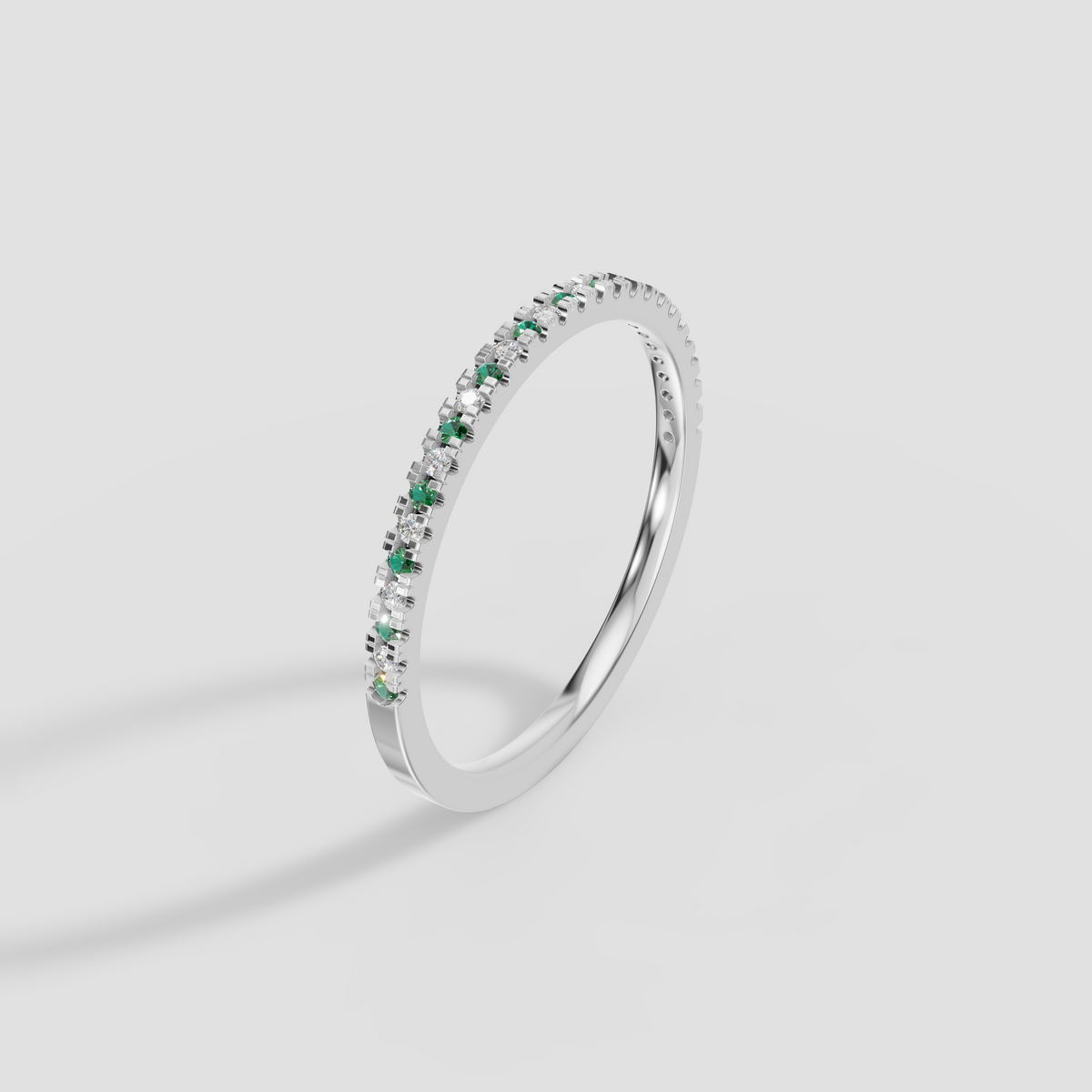 Round Diamond Pavé Half Eternity Band Ring in Gold