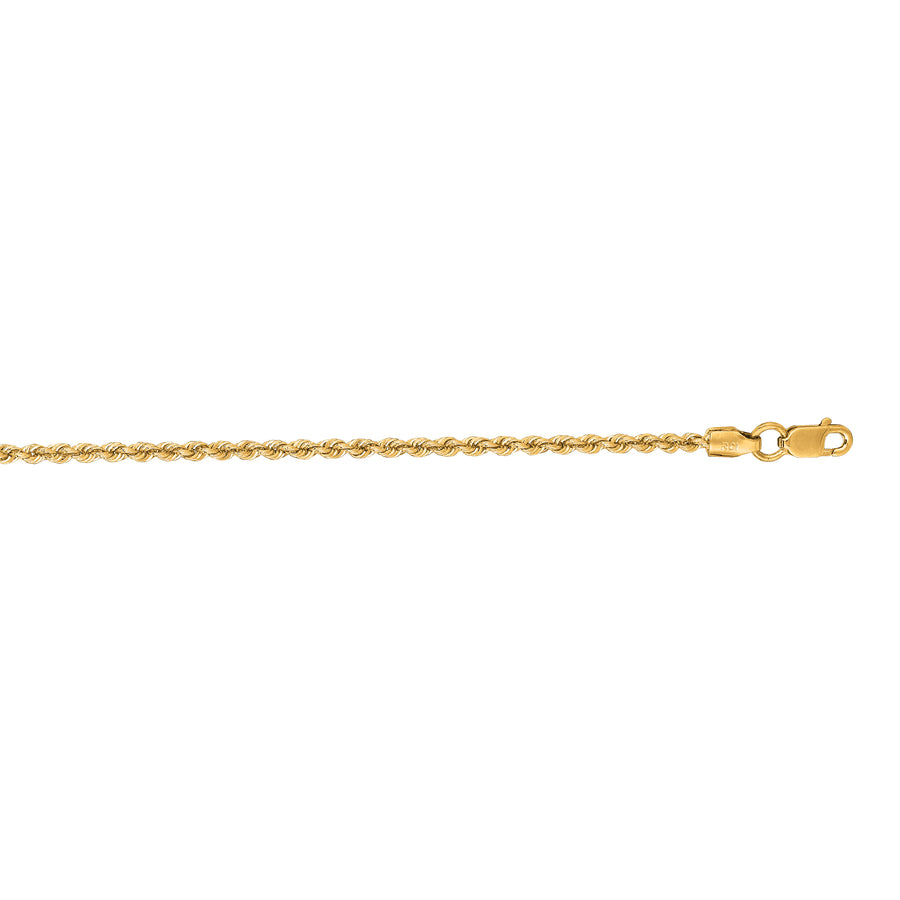 14K Gold Rope Chain Necklace, 1.8mm Yellow Gold