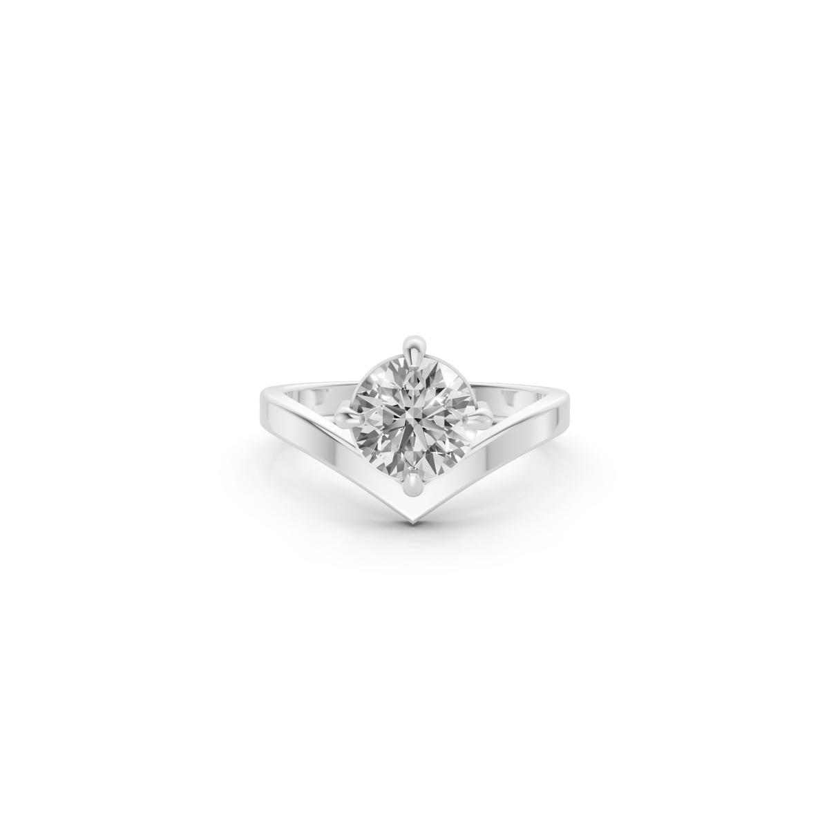 Liora Round Diamond V-Shaped Solitaire Ring