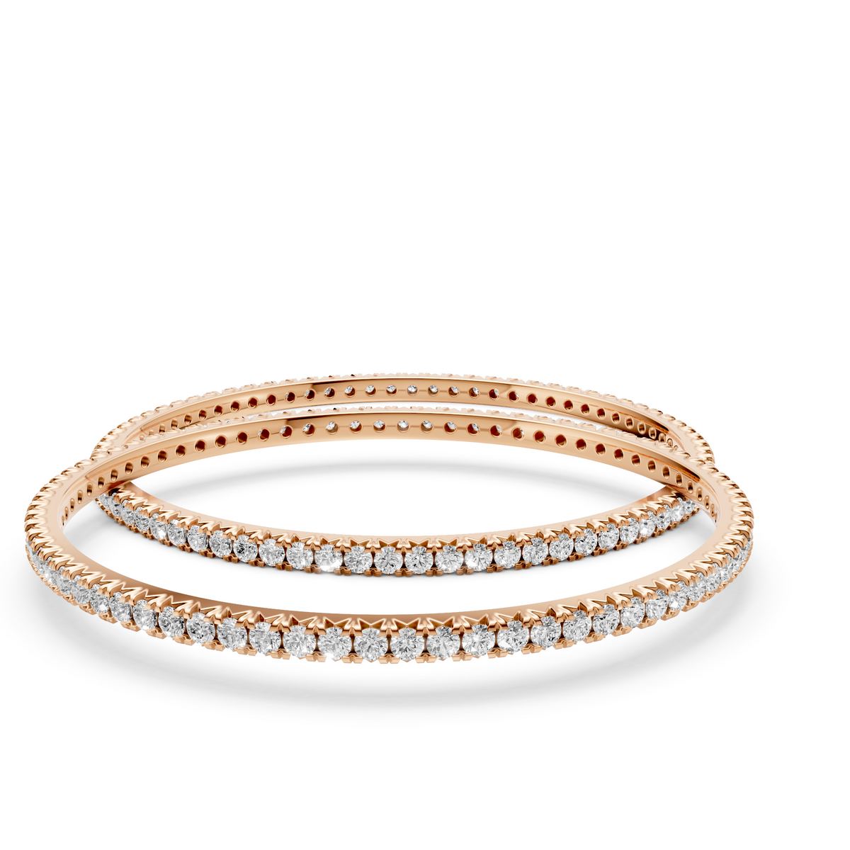 Minimalist Stackable Diamond Eternity Bangles for Women In 14K Yellow Gold
