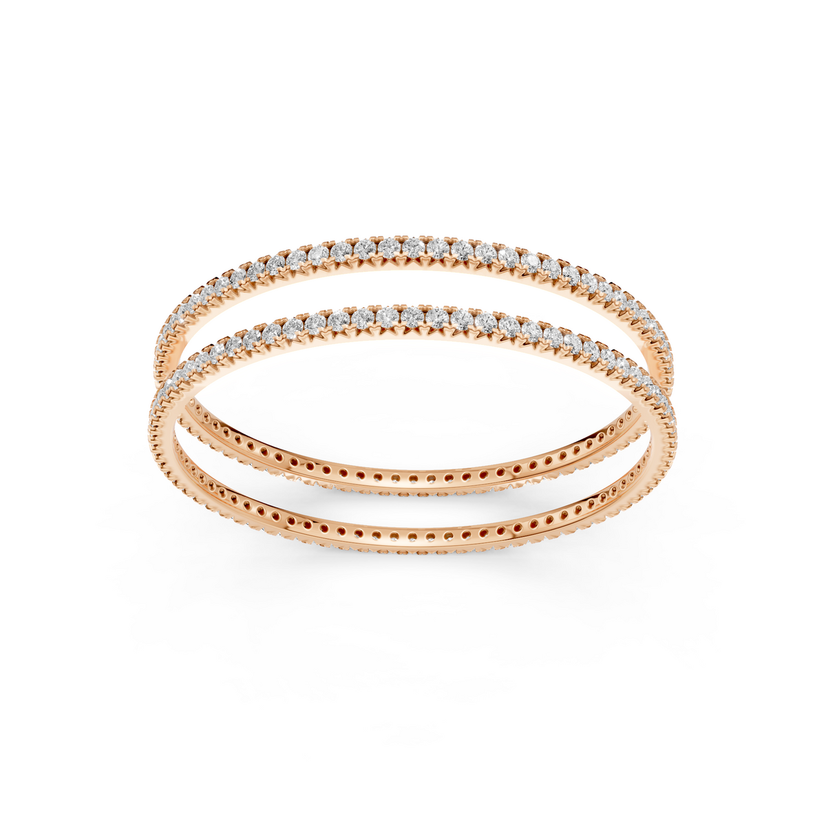 Minimalist Stackable Diamond Eternity Bangles for Women In 14K Yellow Gold