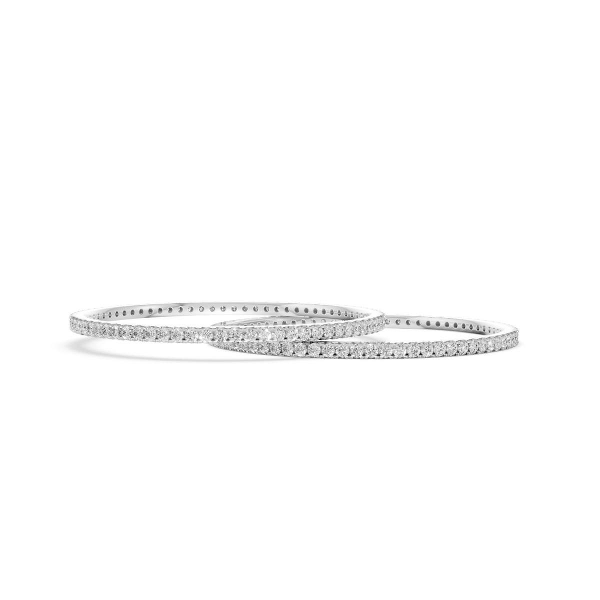 Minimalist Stackable Diamond Eternity Bangles for Women In 14K Yellow Gold