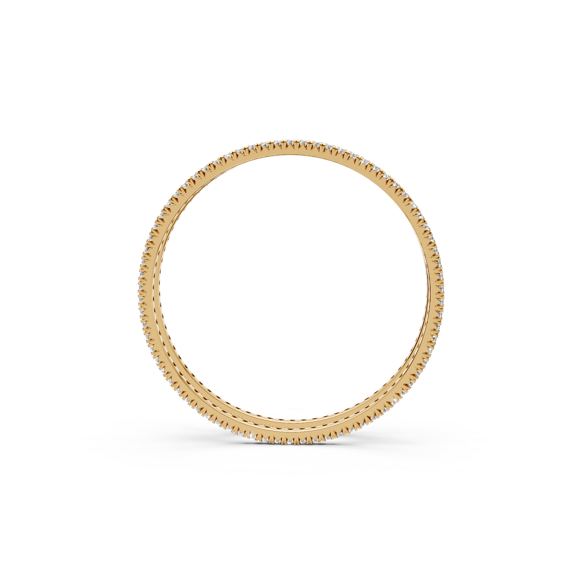 Minimalist Stackable Diamond Eternity Bangles for Women In 14K Yellow Gold