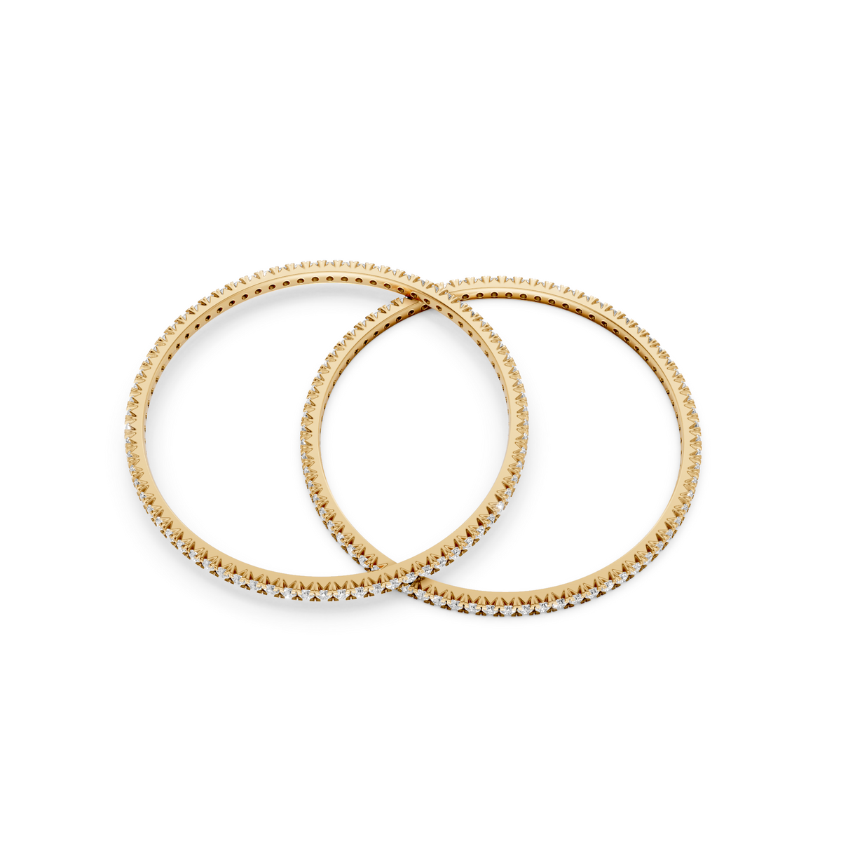 Minimalist Stackable Diamond Eternity Bangles for Women In 14K Yellow Gold